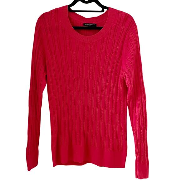Banana Republic Lightweight Cable Knit Sweater Women's XL | Fuchsia Pink | EUC - Picture 1 of 11